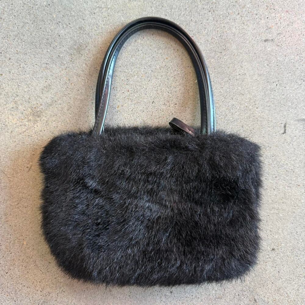 Vintage Y2K Fur Black Mini Purse